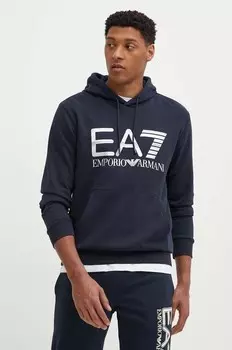 Хлопковая толстовка EA7 Emporio Armani, темно-синий