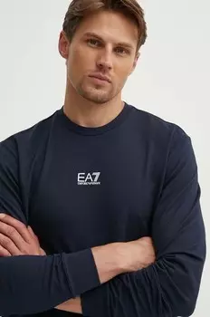 Хлопковая толстовка EA7 Emporio Armani, темно-синий