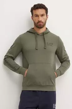 Хлопковая толстовка EA7 Emporio Armani, зеленый