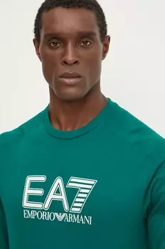 Хлопковая толстовка EA7 Emporio Armani, зеленый