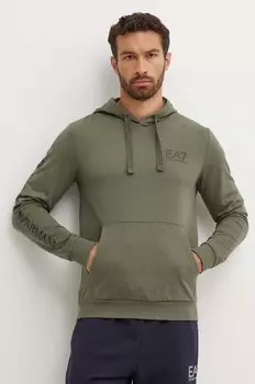 Хлопковая толстовка EA7 Emporio Armani, зеленый
