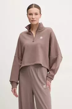 Хлопковая толстовка Essential Adidas Originals, коричневый
