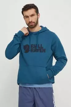 Хлопковая толстовка Fjllrven Logo Hoodie Fjallraven, синий