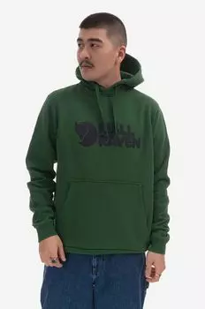 Хлопковая толстовка Fjllrven Logo Hoodie Fjallraven, зеленый