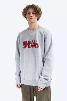 Хлопковая толстовка Fjllrven Logo Sweater Fjallraven, серый