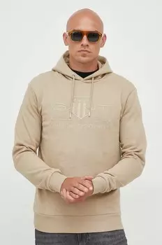 Хлопковая толстовка Gant, бежевый