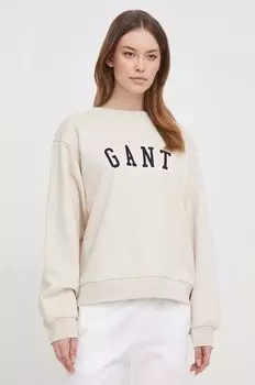 Хлопковая толстовка Gant, бежевый