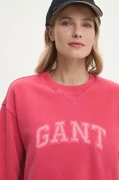 Хлопковая толстовка Gant, розовый