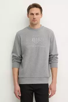 Хлопковая толстовка Gant, серый