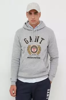 Хлопковая толстовка Gant, серый