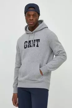 Хлопковая толстовка Gant, серый