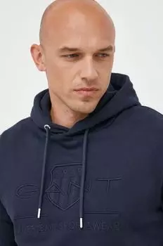 Хлопковая толстовка Gant, темно-синий