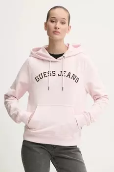Хлопковая толстовка Guess Jeans, розовый