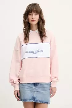 Хлопковая толстовка Guess Jeans, розовый