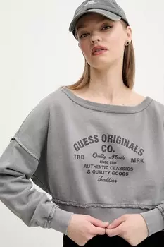 Хлопковая толстовка Guess Originals, серый