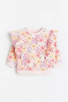 Хлопковая толстовка H&amp;M, розовый/цветы