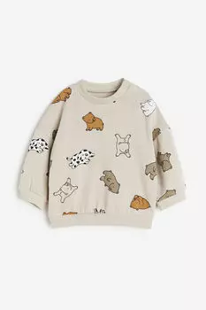 Хлопковая толстовка H&M, бежевый