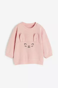 Хлопковая толстовка H&M, розовый