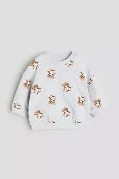 Хлопковая толстовка H&M, серый