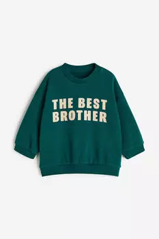 Хлопковая толстовка H&M, зеленый