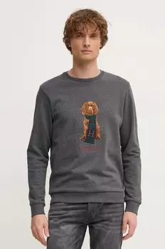 Хлопковая толстовка Hackett London, серый
