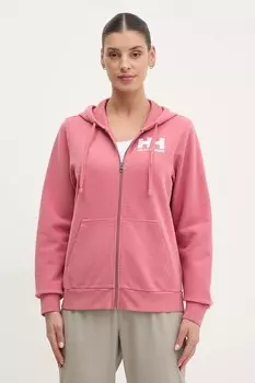 Хлопковая толстовка Helly Hansen, розовый
