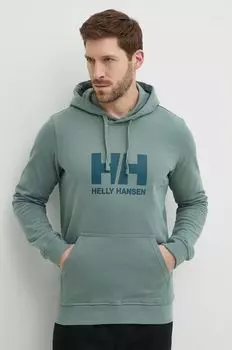 Хлопковая толстовка Helly Hansen, зеленый
