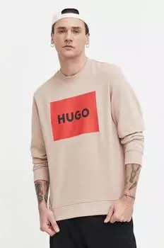 Хлопковая толстовка Hugo, бежевый