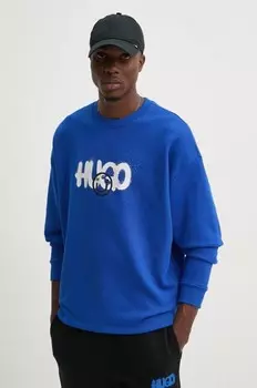 Хлопковая толстовка Hugo Blue, синий