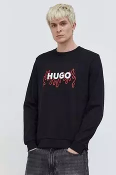 Хлопковая толстовка Hugo, черный