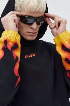Хлопковая толстовка Hugo, черный