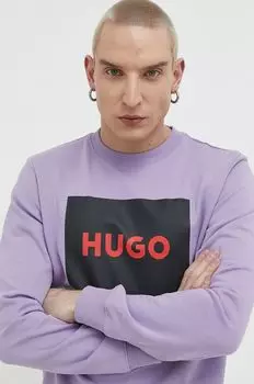 Хлопковая толстовка Hugo, фиолетовый