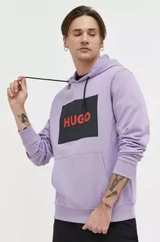 Хлопковая толстовка Hugo, фиолетовый