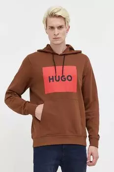 Хлопковая толстовка Hugo, коричневый