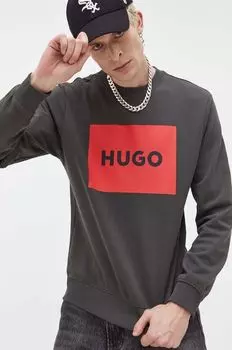 Хлопковая толстовка Hugo, серый
