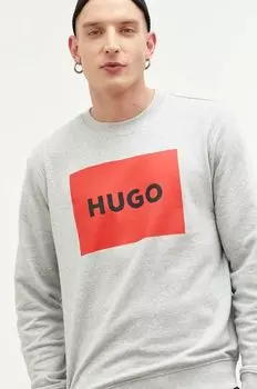 Хлопковая толстовка Hugo, серый
