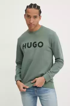Хлопковая толстовка HUGO, зеленый
