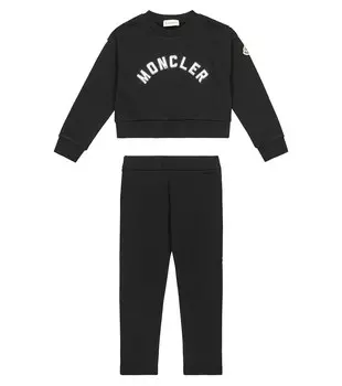 Хлопковая толстовка и леггинсы Moncler Enfant, черный