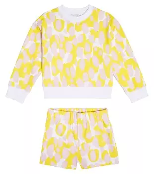 Хлопковая толстовка и шорты с принтом Stella McCartney Kids, разноцветный