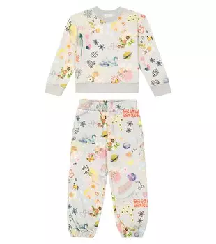 Хлопковая толстовка и спортивные штаны с принтом Stella McCartney Kids, разноцветный