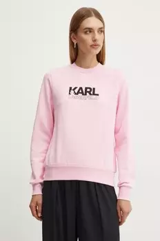 Хлопковая толстовка Karl Lagerfeld, розовый