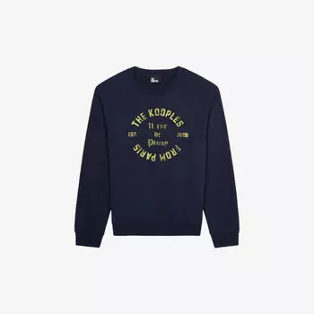 Хлопковая толстовка классического кроя с принтом со слоганом The Kooples, темно-синий