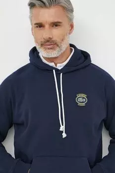 Хлопковая толстовка Lacoste, темно-синий