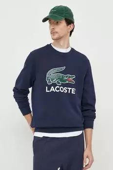 Хлопковая толстовка Lacoste, темно-синий