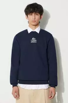 Хлопковая толстовка Lacoste, темно-синий