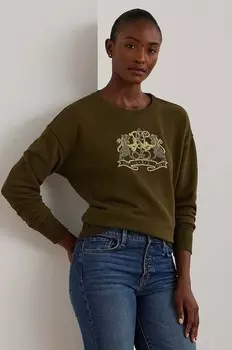 Хлопковая толстовка Lauren Ralph Lauren, зеленый