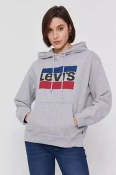 Хлопковая толстовка Levi's, серый