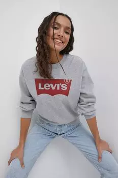 Хлопковая толстовка Levi's, серый