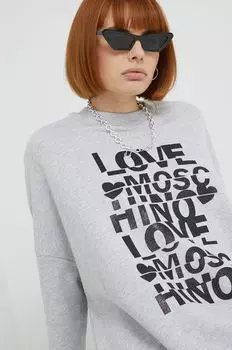 Хлопковая толстовка Love Moschino, серый