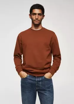 Хлопковая толстовка MANGO, насыщенный оранжевый